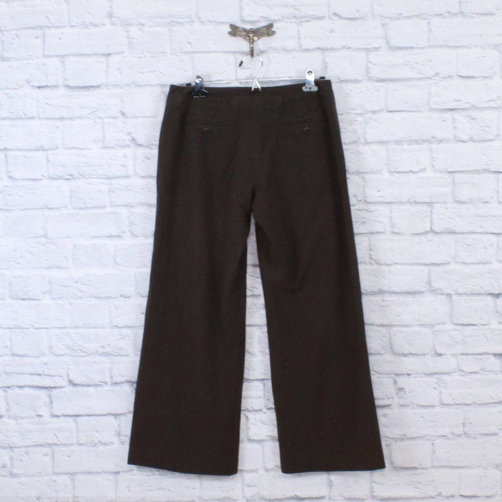 Larry Levine Brown Stretch Wide Cropped Leg Dress Pants Size 6P - Picture 9 of 10